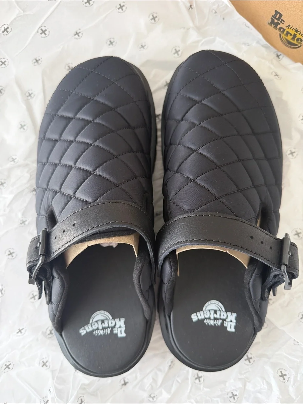 Dr. Martens Men’s Black Quilted Slip-On Clog with Buckle